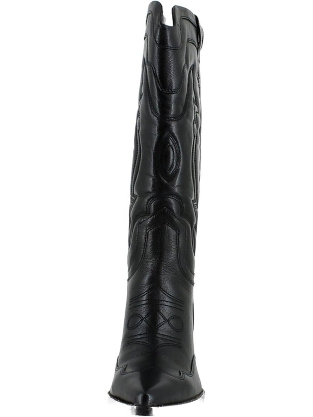 Sam Edelman Women's James Black Leather Wide Calf Slip On Cowboy Boot Cuban Heel